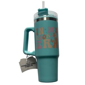 In My Bookish Era Teal Stainless Steel‎ Tumbler with Straw NWT
